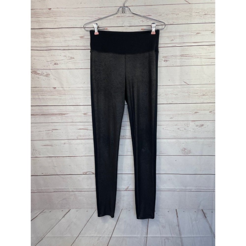 SPANX Assets Faux Leather Front Leggings Black Medium